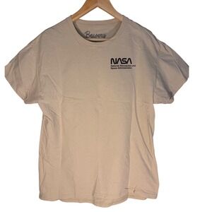 Bowery Supply Co NASA Space Shuttle Launch T Shirt Mens Size L Tan Cotton